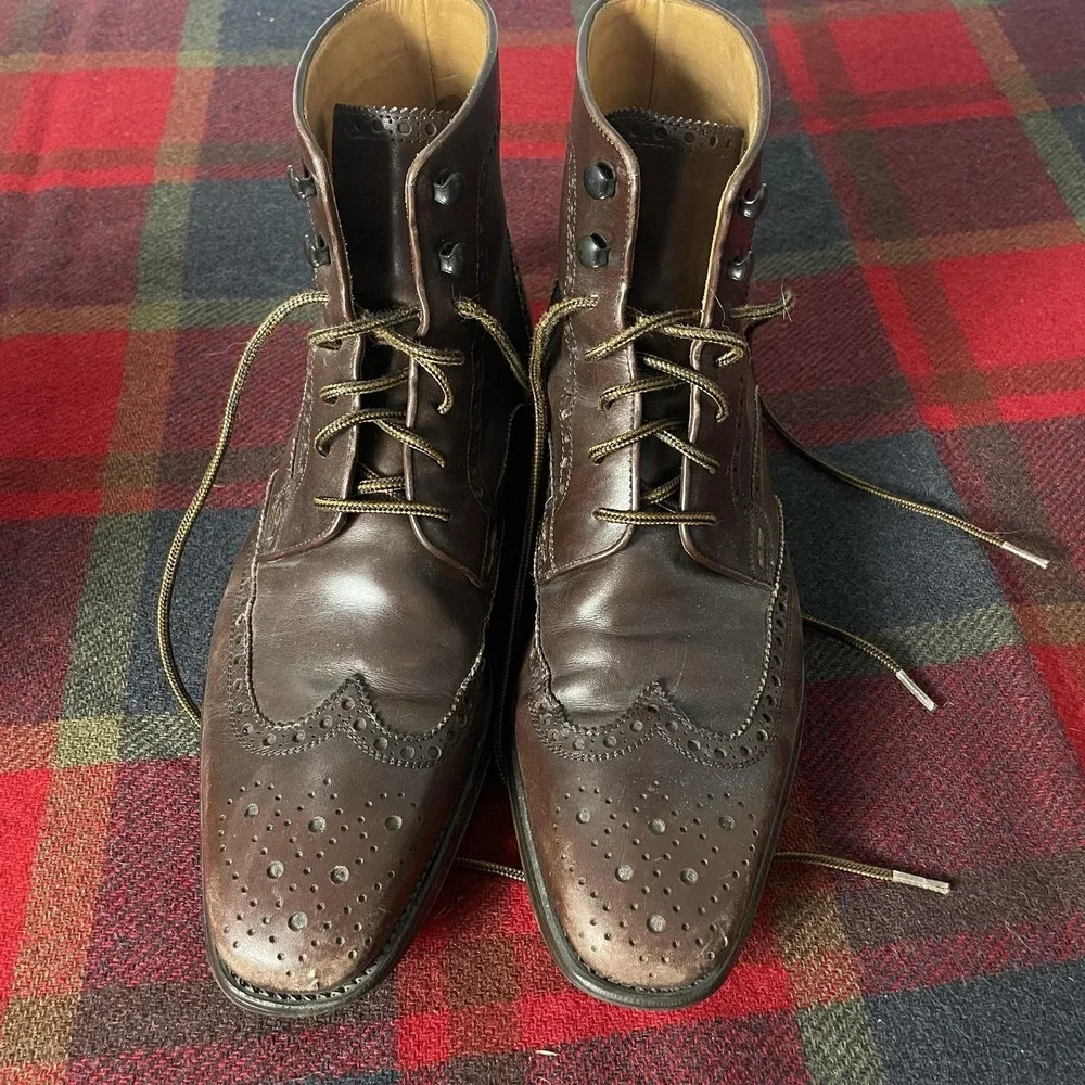 Magnanni Boots Mens Size 10.5D Brown Leather Chukka Wingtip Square Toe 13738